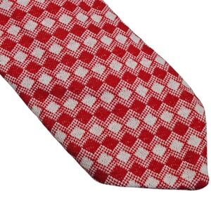 Vintage 80s Handmade Red Checkered Necktie Mens Fashion‎ Dress Tie Classic